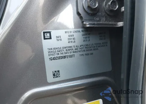 2011 Buick Lacrosse Cxl из США, поврежденный, VIN 1G4GC5ED6BF216977